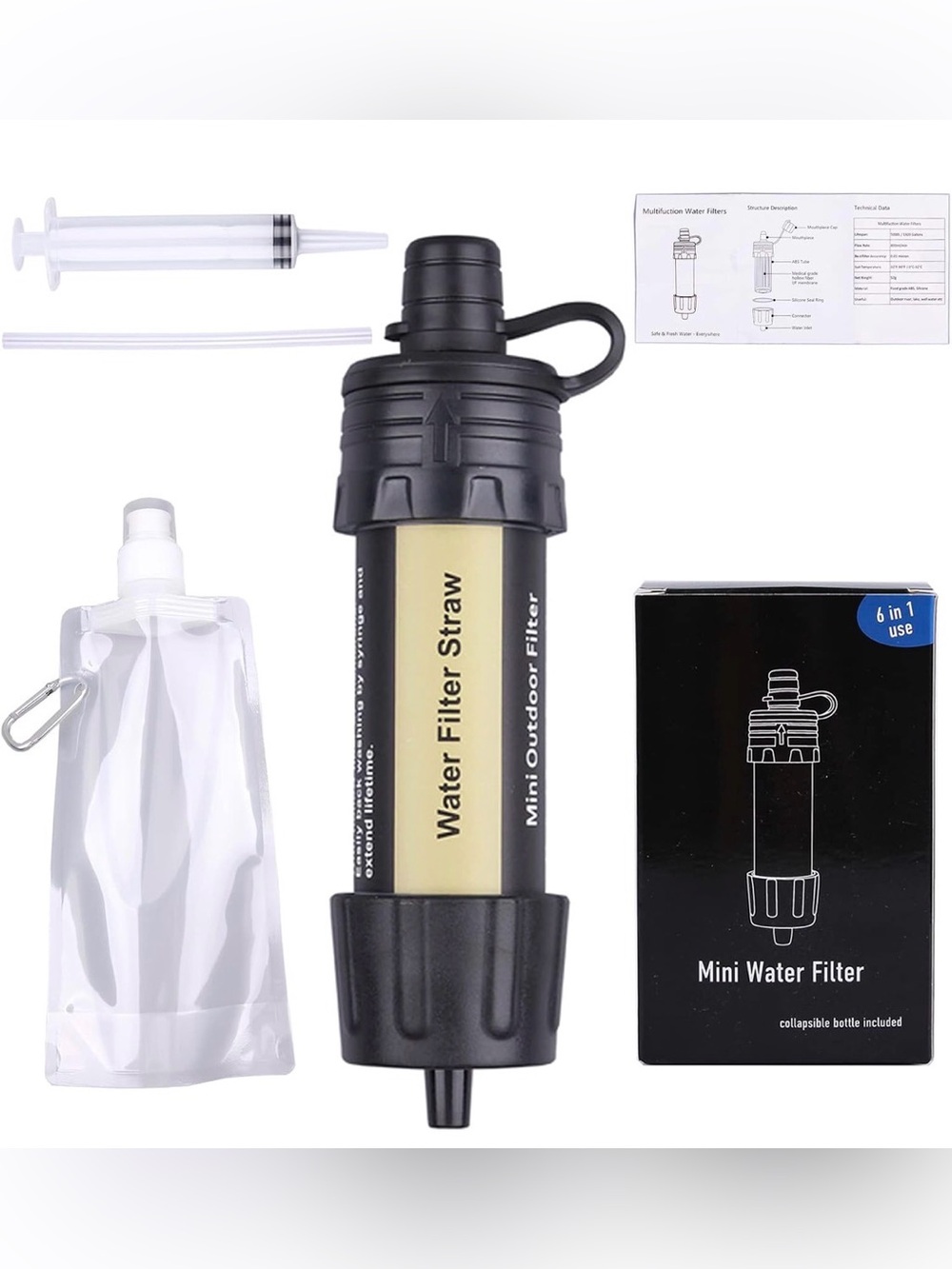 Outdoor Mini Water Filter Straw – Camping, Hiking & Emergency Purifier